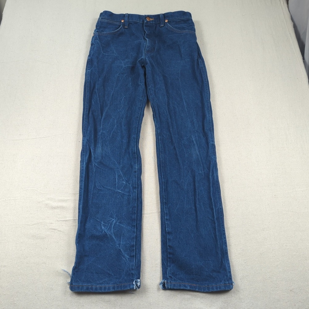Wrangler Jeans Mens 32x32 Blue Western Cowboy Cut 13MWZ Rodeo Rancher Distressed